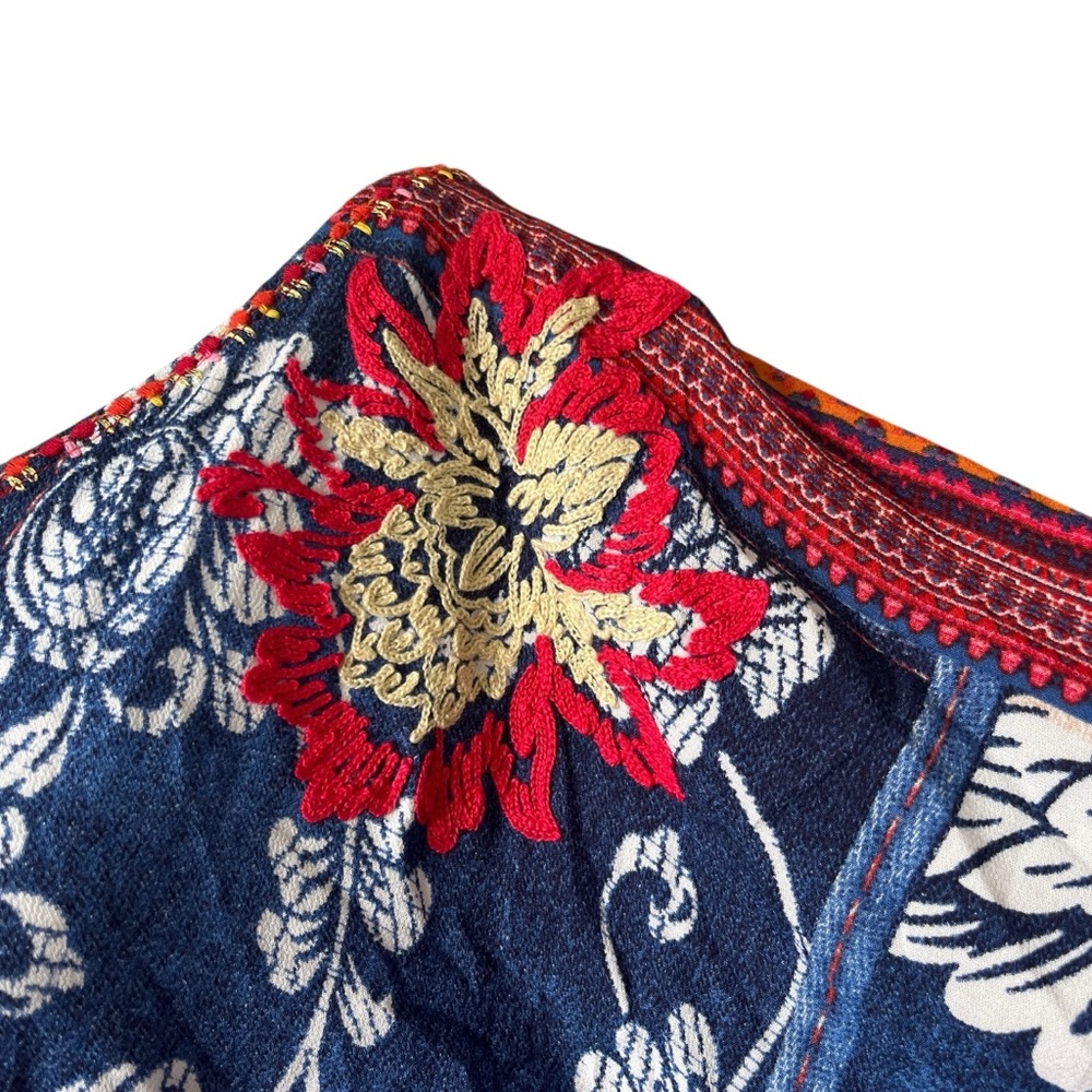 Desigual Oversized V Neck Top Patchwork Print Emb… - image 5